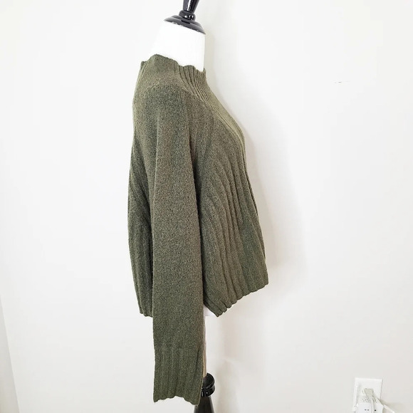 NWT Topshop Green Funnel Neck Ribbed Knit Sweater 14 - Picture 3 of 9
